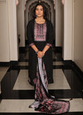 Black Viscose Shimmer Embroidered Salwar Suit with Moti Hand Work