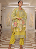 Yellow Cotton Silk Salwar Suit with Thread and Sequin Embroidery