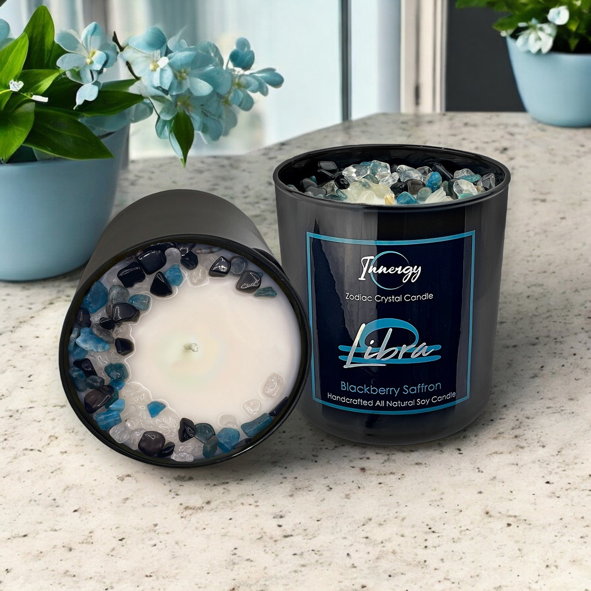 Libra Zodiac Crystal Candle, 10oz