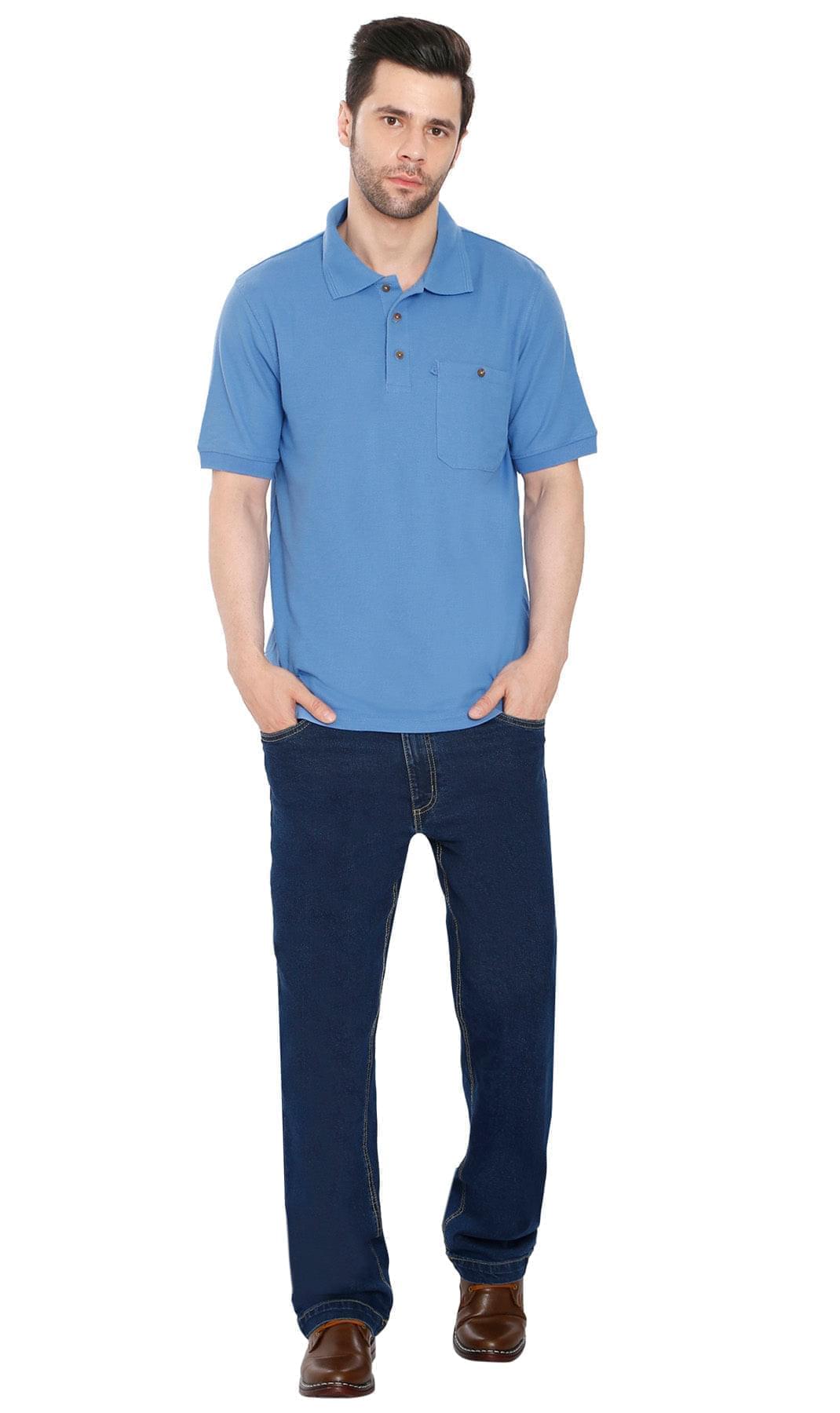 Men's Short Sleeve Pique Polo Shirt with Chest Pocket - Regular Fit