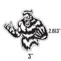 Lil Beast Sasquatch graphic sticker in black and white measuring 3 inches by 2.813 inches
