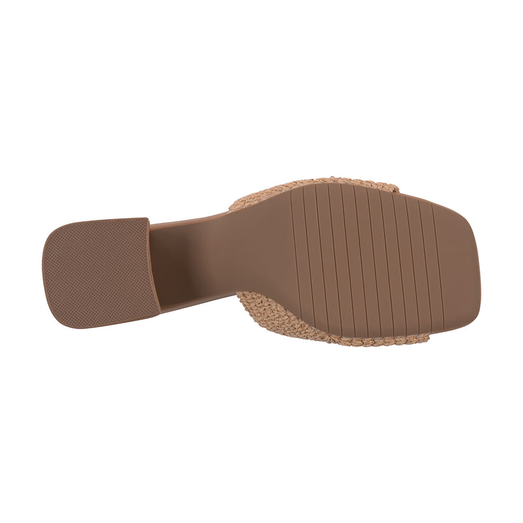 Women's Liza Natural Woven Heeled Sandals, Beige & Tan Block Heel