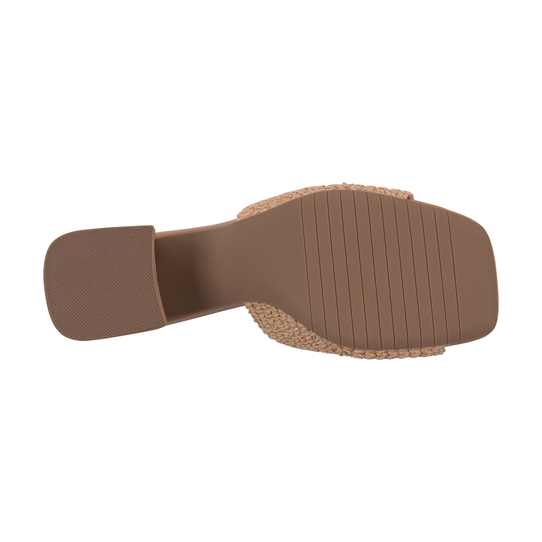 Women's Liza Natural Woven Heeled Sandals, Beige & Tan Block Heel