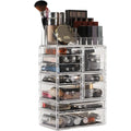 Cq acrylic 4 Pack Clear Make up Organizer CountertopStackable 10 Drawers Makeup StorageCute Vanity Organizers for dresser Hair ClipJewelryBeauty Product Desk and Bathroom Organizers and Storage