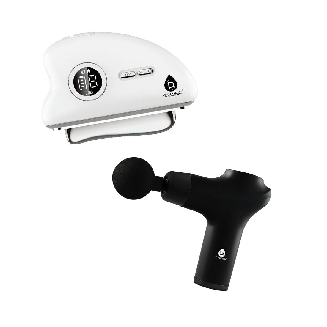 Pursonic Glow & Recovery Bundle: 7-in-1 LED Light Therapy Wand + 3-Speed Massage Gun
