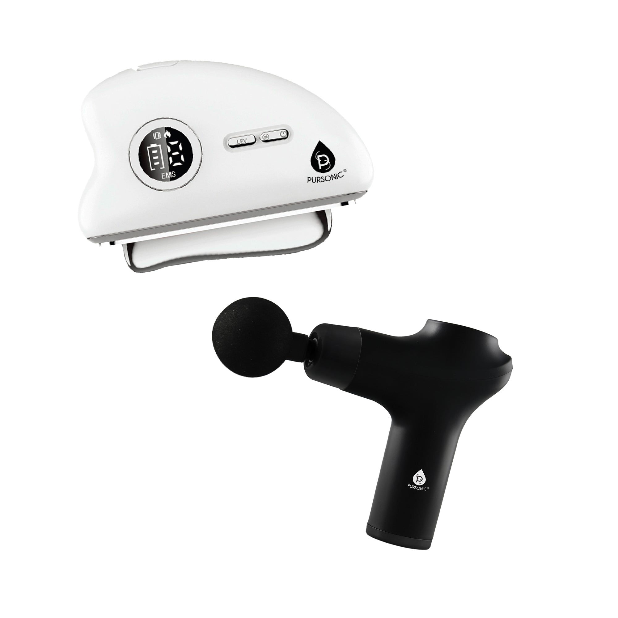 Pursonic Glow & Recovery Bundle: 7-in-1 LED Light Therapy Wand + 3-Speed Massage Gun