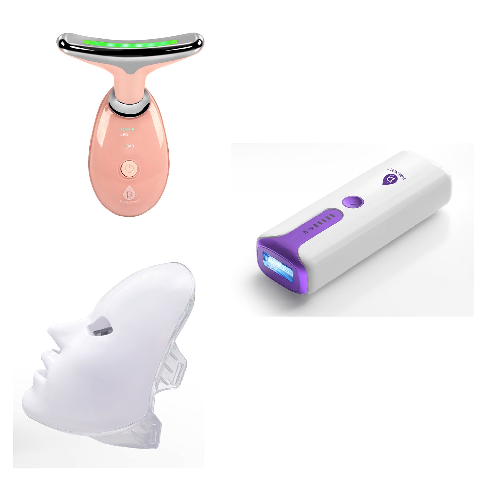 Pursonic 7-in-1 LED Therapy Mask, Sculpting Wand, and IPL Laser Hair Removal