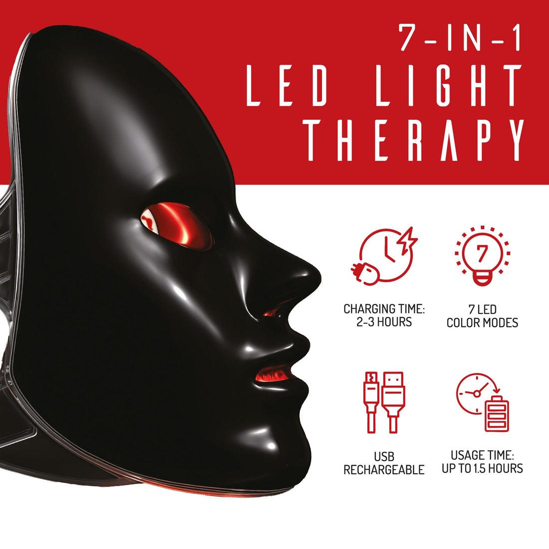 His & Hers Professional Glow at Home: 7-in-1 LED Light Therapy Face Mask
