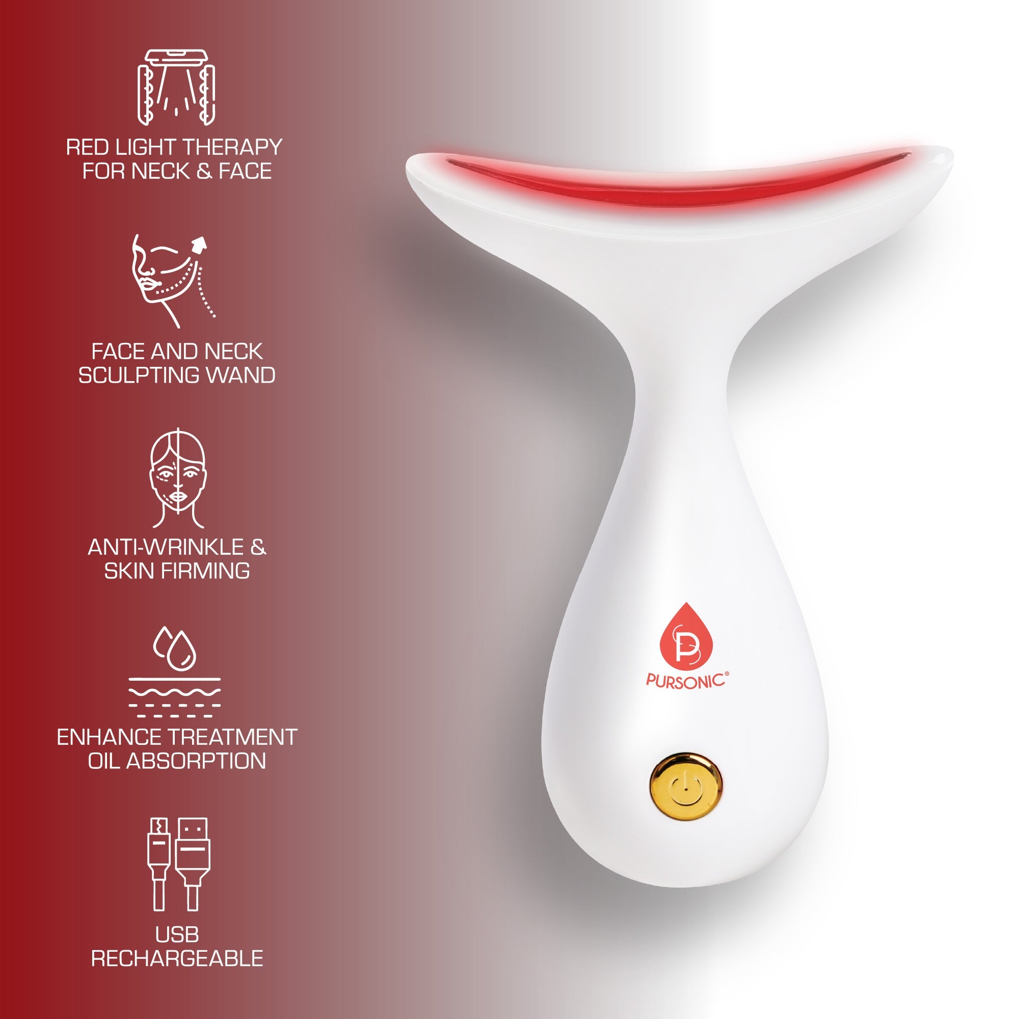 Pursonic LED Light Therapy Neck & Face Sculpting Wand