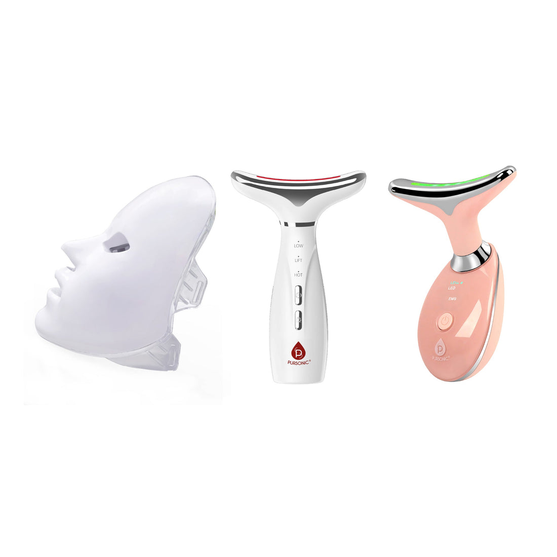 The Ultimate Glow Set: 2 Pursonic 7-in-1 Therapy Devices & LED Face Mask