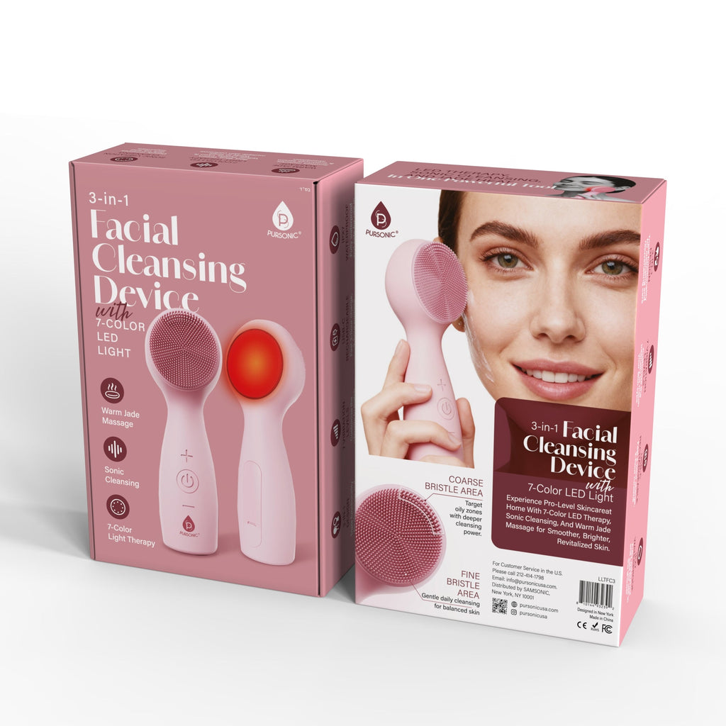 3-in-1 Sonic Facial Cleanser with Heated Jade & 7-Color LED Light Therapy – Pursonic Radiance Device