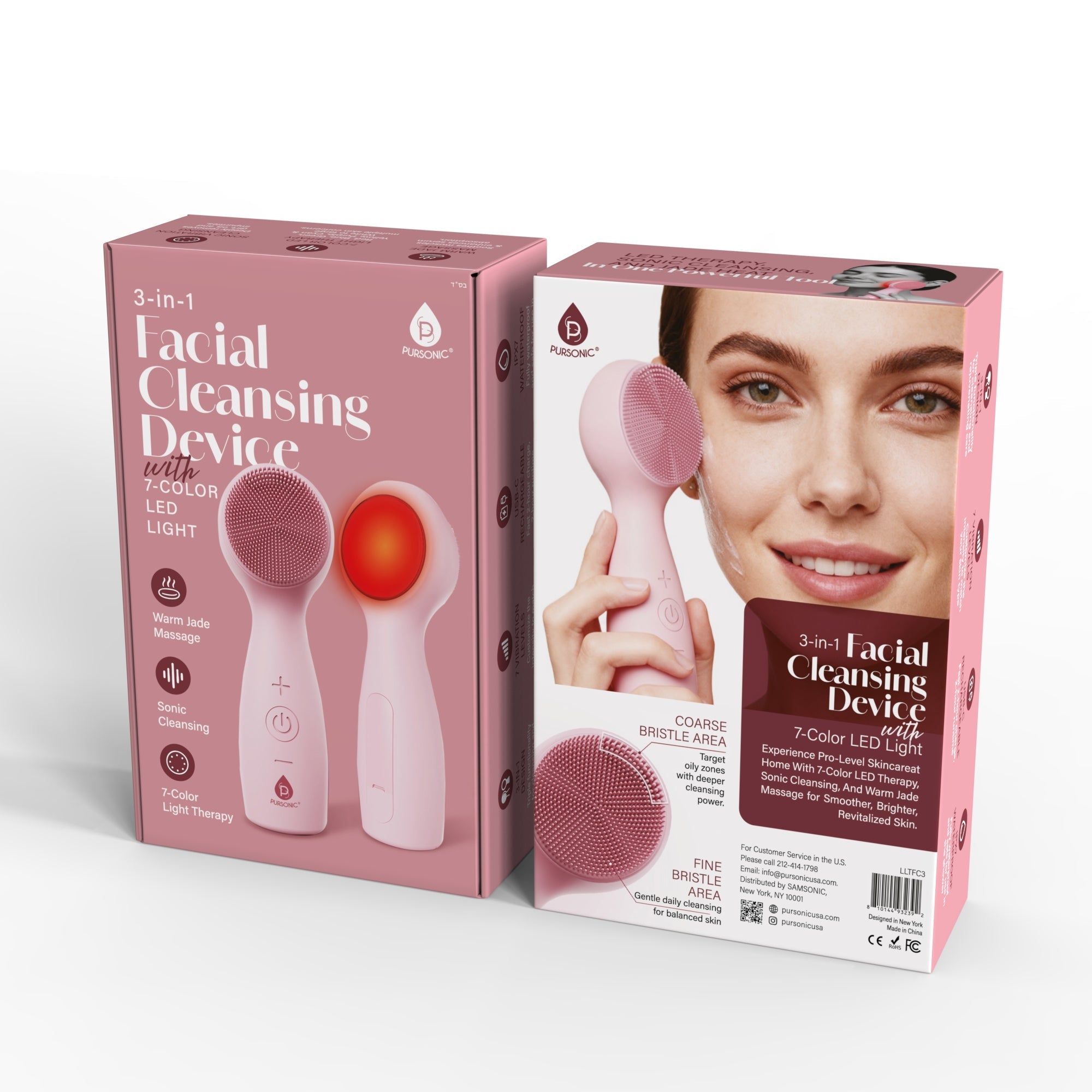 3-in-1 Sonic Facial Cleanser with Heated Jade & 7-Color LED Light Therapy – Pursonic Radiance Device