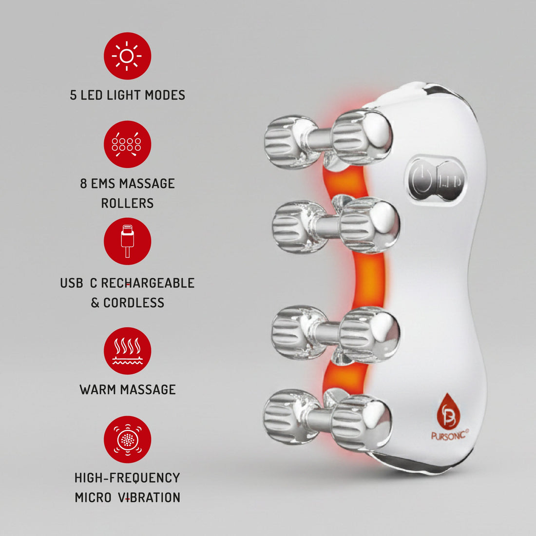 7-in-1 LED Therapy Wand & 5-in-1 Skin Roller Massager