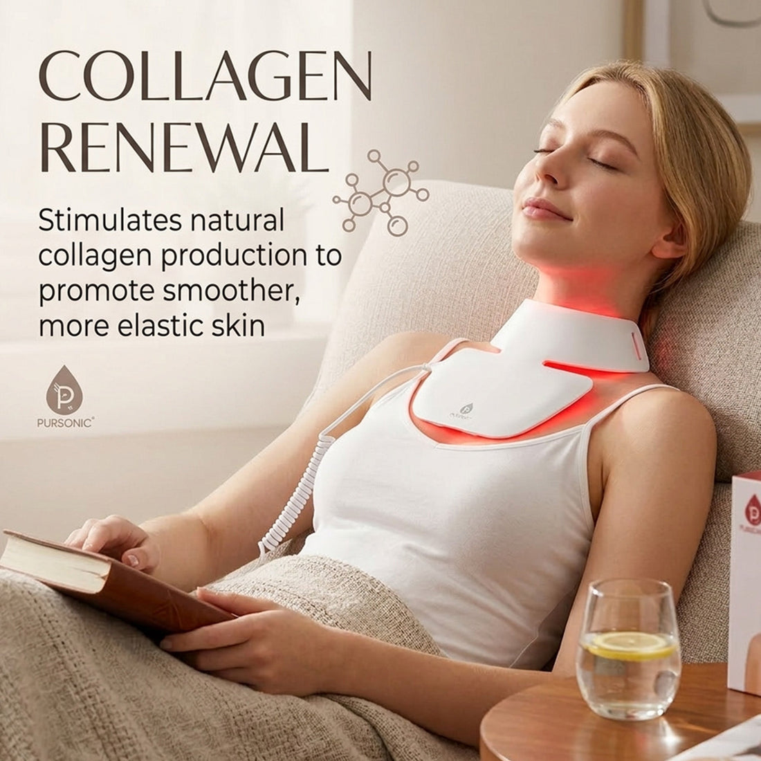 Pursonic LED Light Therapy Neckplate – Rejuvenate Your Neck & Décolleté