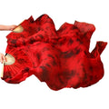 HPLWJO Belly Dance Real Silk FansWomen 150 * 90cm 1 Pair (Left+Right) Silk Long Fans Veils Belly Dance Dancing Silk Fans for Dance Performance (Red Tie-Dye)
