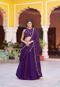Purple Fendy Satin Lehenga Choli with Sequins and Thread Embroidery