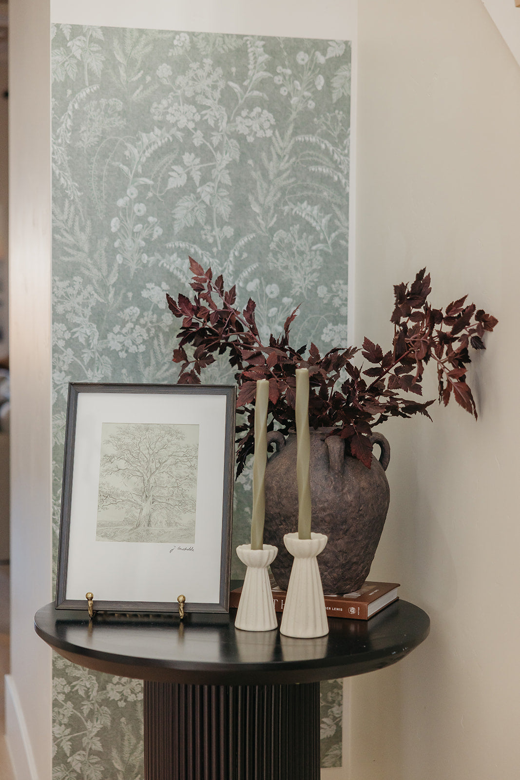 Winsome Floral Removable Wallpaper in Taupe, Sage-Green, White