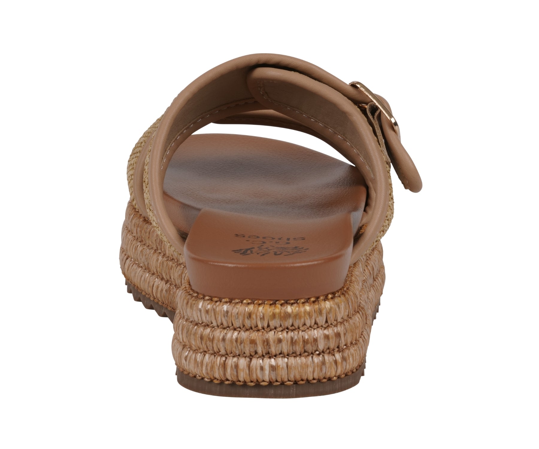 Lorena Natural Woven Double Band Slide Platform Sandals