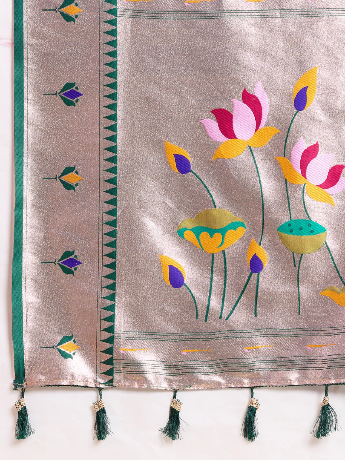 Blue Soft Silk Wedding Saree with Woven Lotus Motif Work