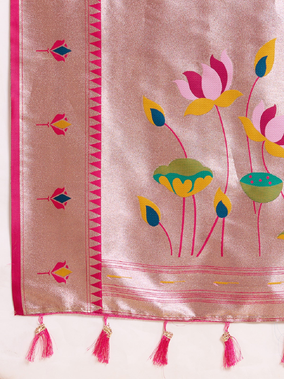Grey Pure Soft Silk Saree with Woven Lotus Motif Work