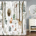 Rustic Forest Shower Curtains Rustic Lodge Cabin Shower Curtain Woodsy RV Shower Curtain wildlife Animals woodland Shower Curtain Campers Shower Curtain Camping Bathroom Set with Hooks 47X64 Inch
