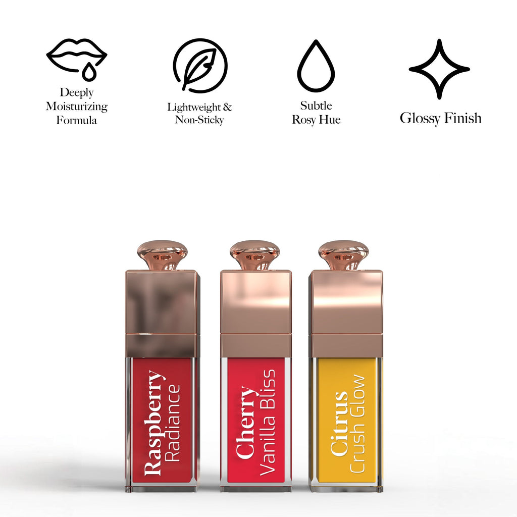 Pursonic Nourishing Lip Oil Set – 3-Flavors of Moisturizing Shine