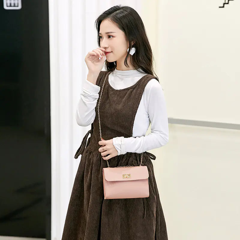 Women's Chain Strap Shoulder Bag Small Square PU Leather Purse - Image 11