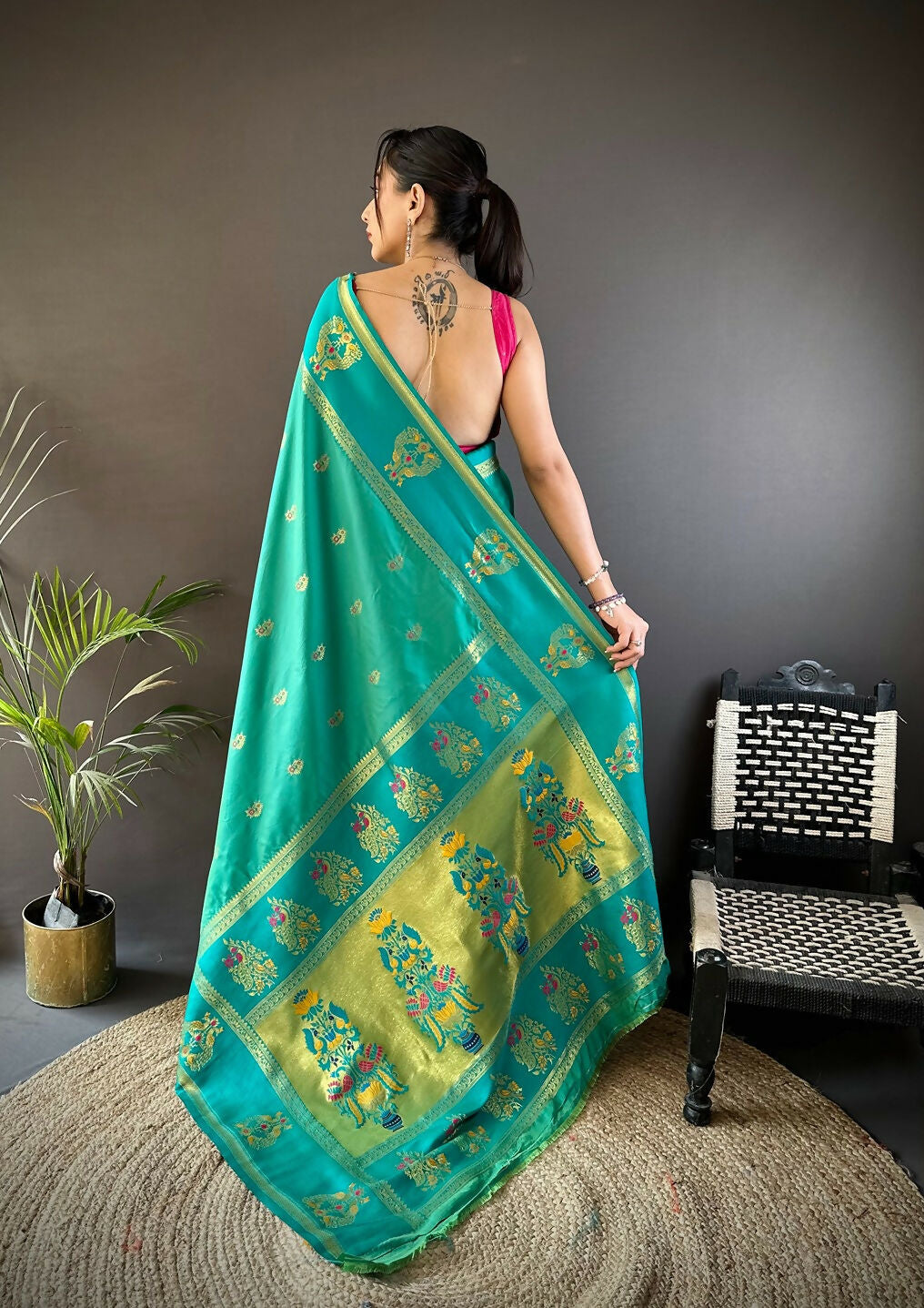 Green Meenakari Weaving Paithani Saree in Soft Silk