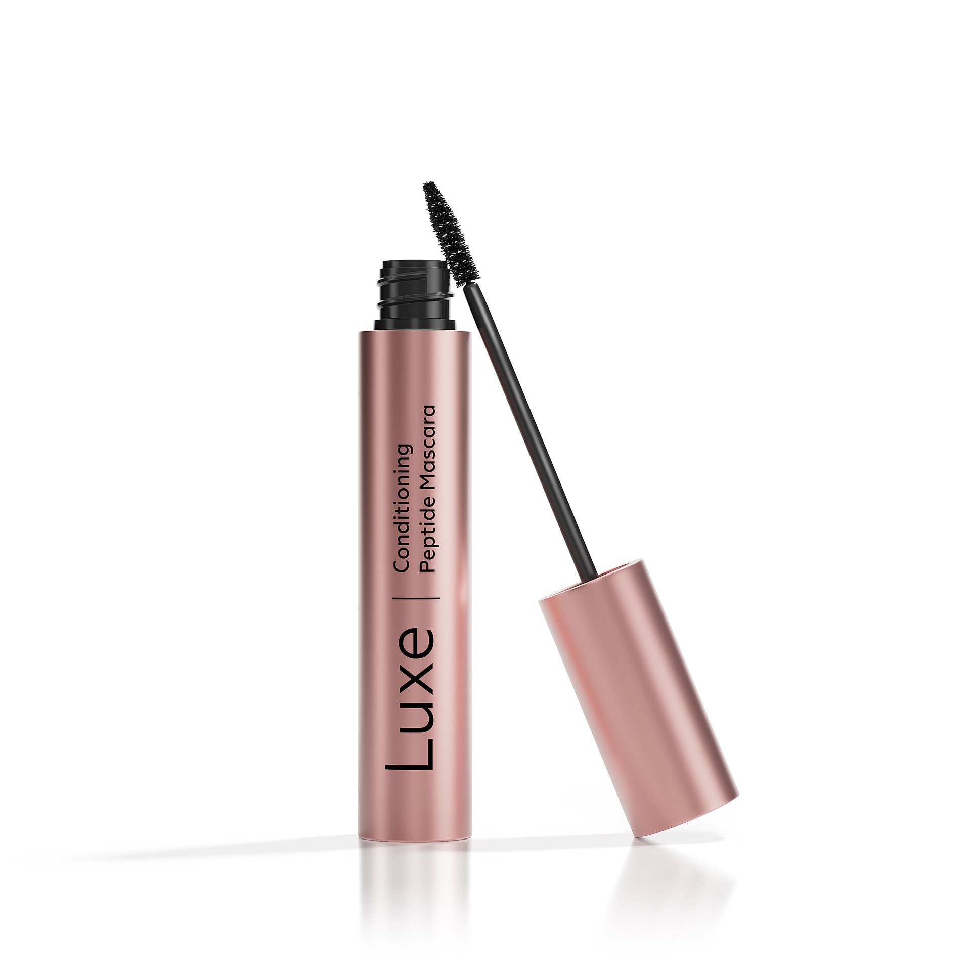 Luxe Conditioning Peptide Mascara in elegant rose gold and black packaging
