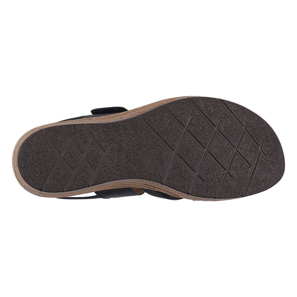 Women's Black Embellished Velcro Wedge Sandals Comfort Footbed - Image 5