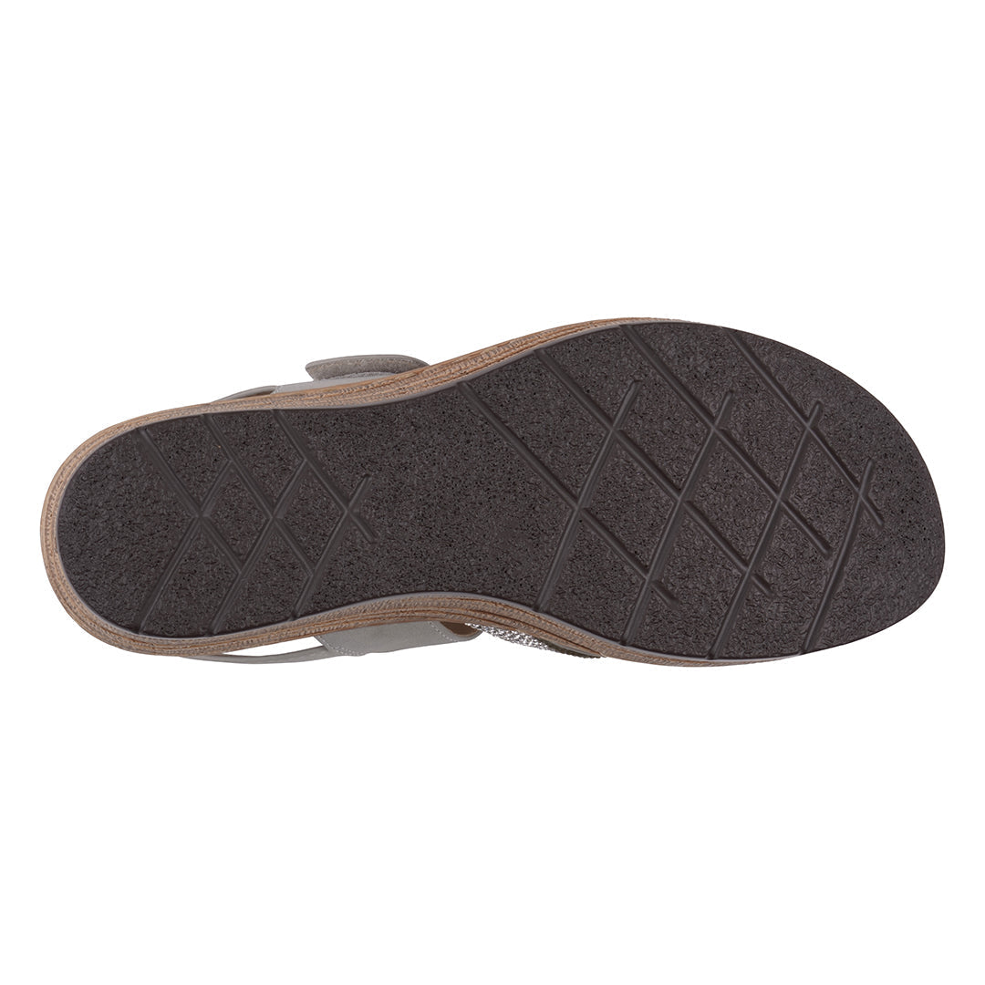 Women's Grey Embellished Wedge Sandals with Adjustable Velcro - Image 5