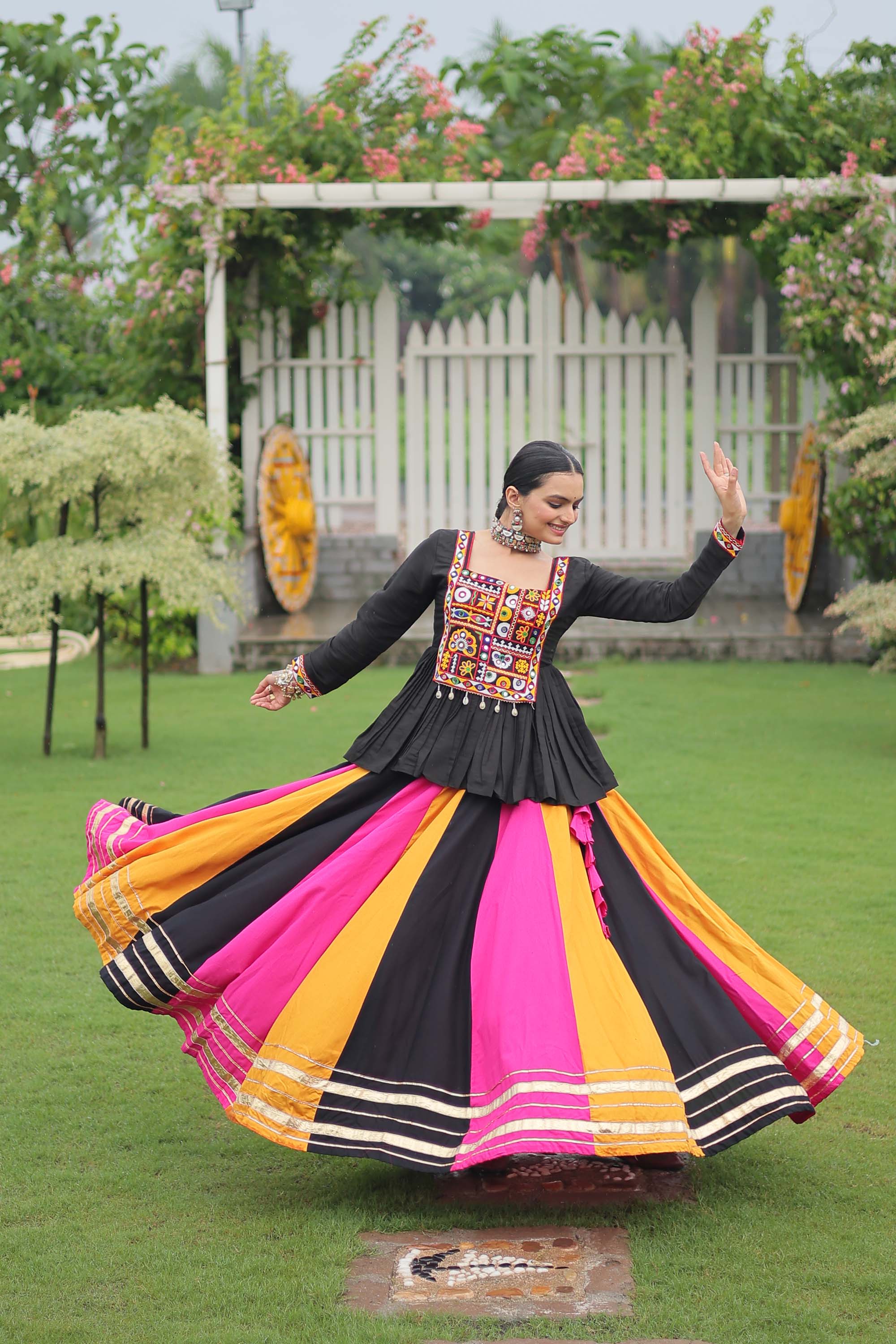 Multicolor Rayon Lehenga Choli with Festive Gota-Patti Lace