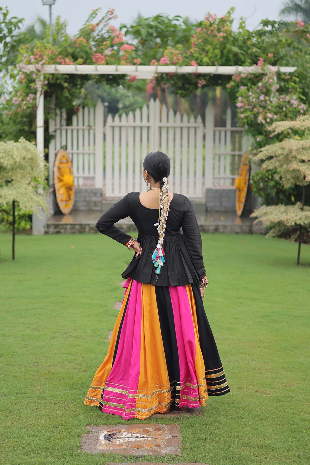 Multicolor Rayon Lehenga Choli with Festive Gota-Patti Lace