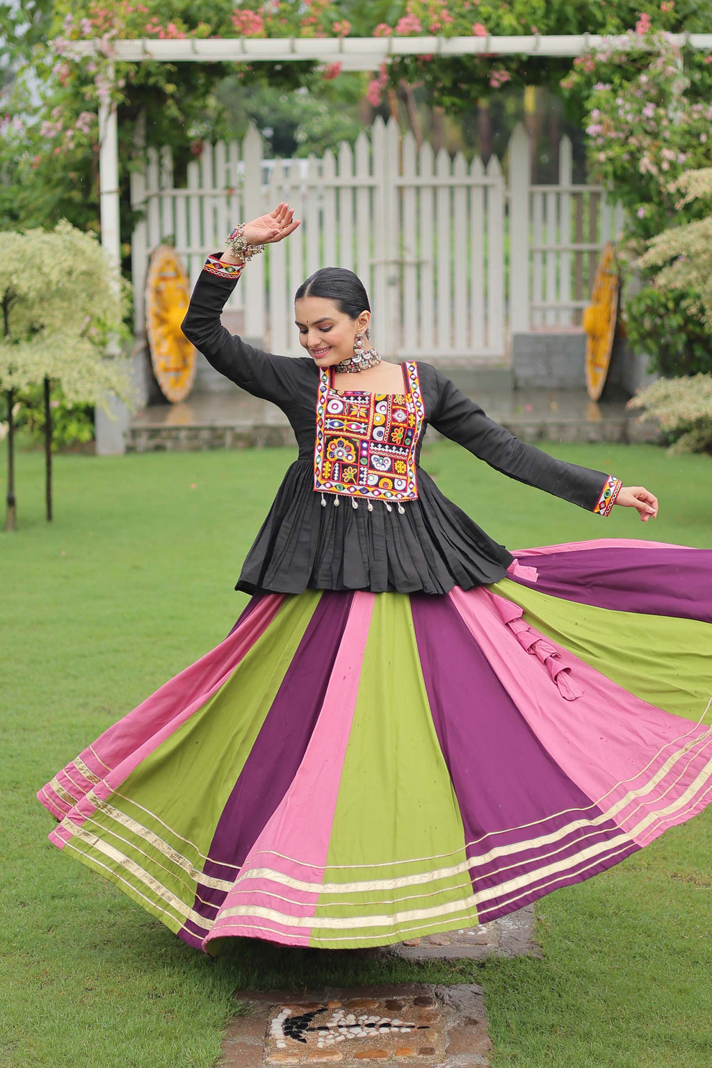 Multicolor Rayon Gota-Patti Lace Lehenga Choli Set