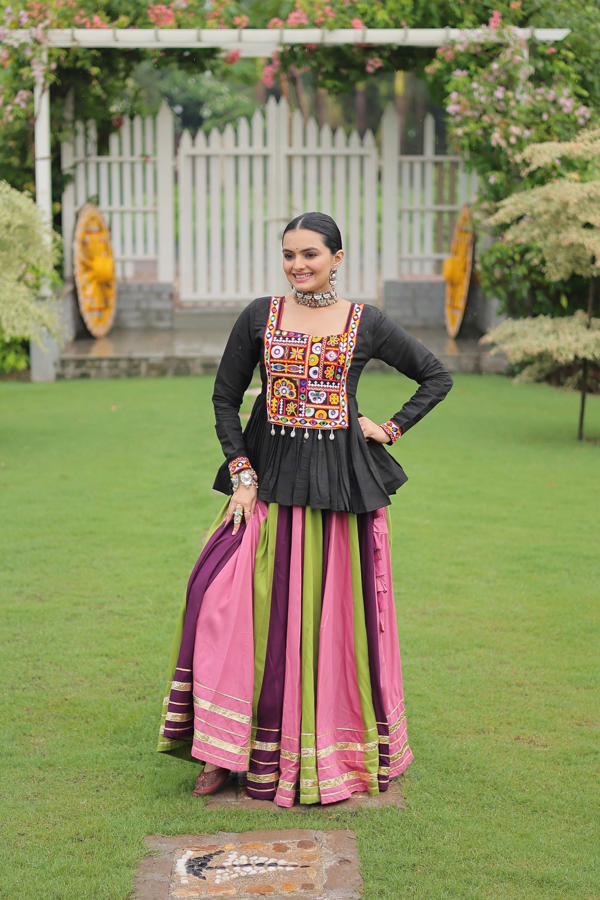 Multicolor Rayon Gota-Patti Lace Lehenga Choli Set