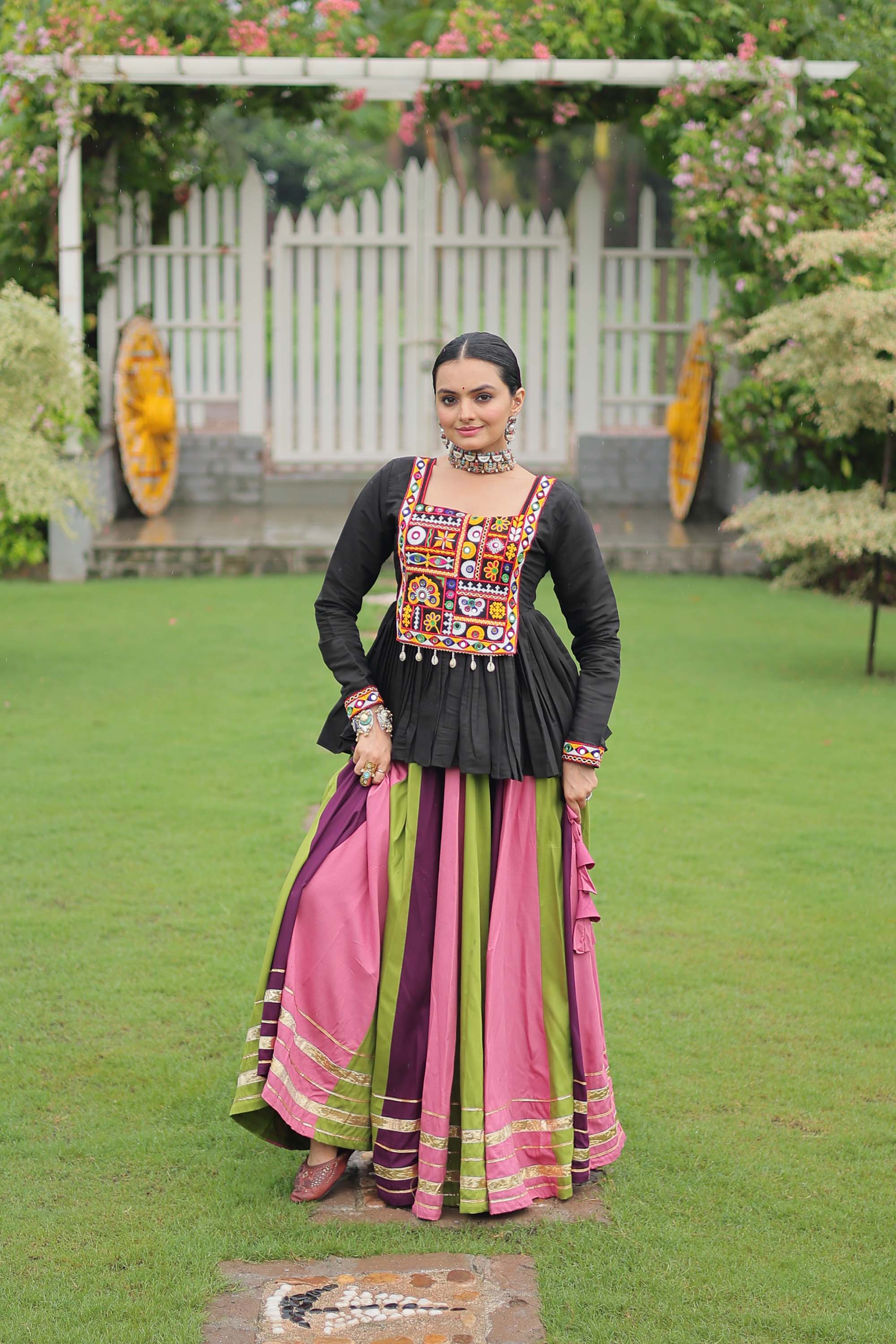 Multicolor Rayon Gota-Patti Lace Lehenga Choli Set