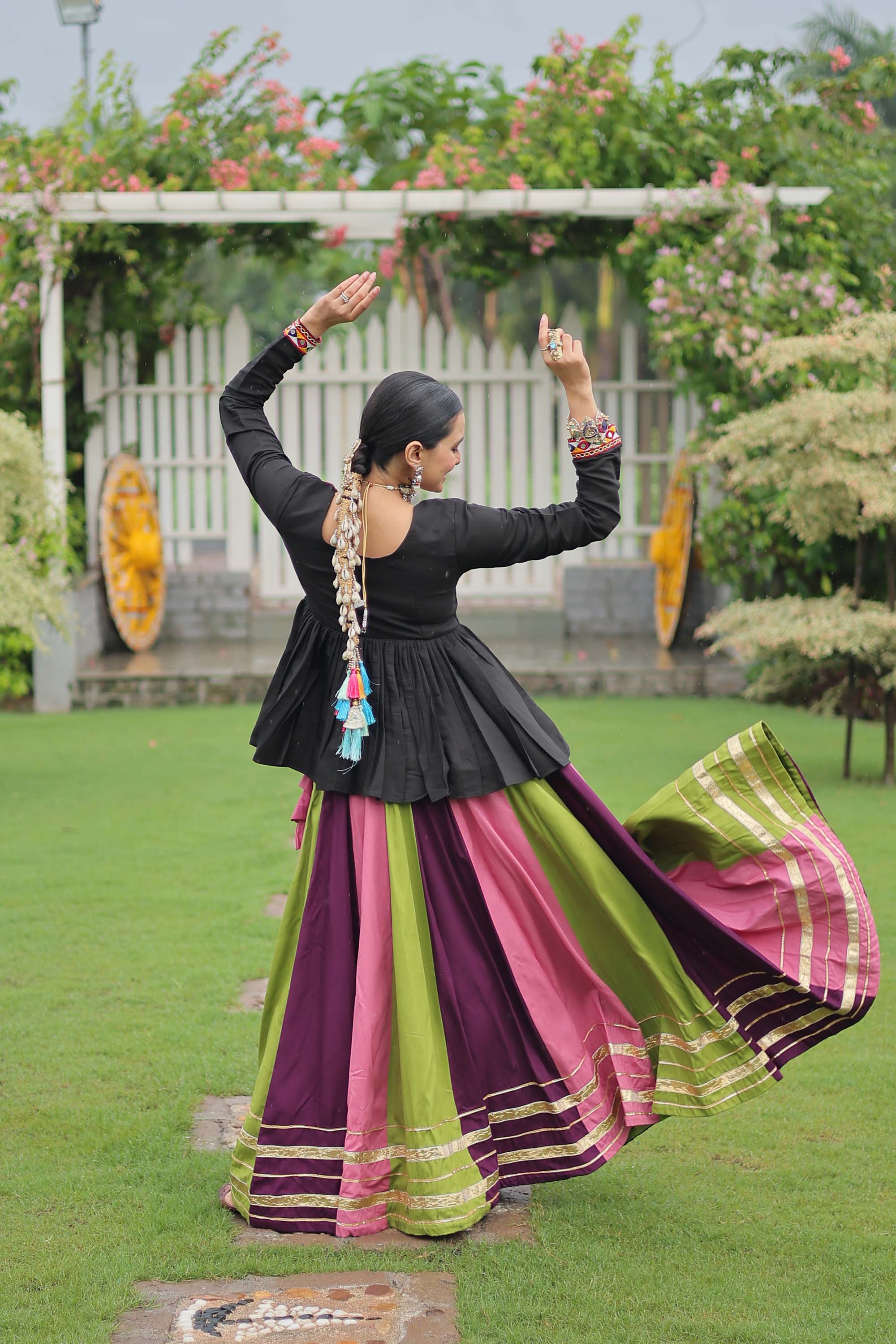 Multicolor Rayon Gota-Patti Lace Lehenga Choli Set