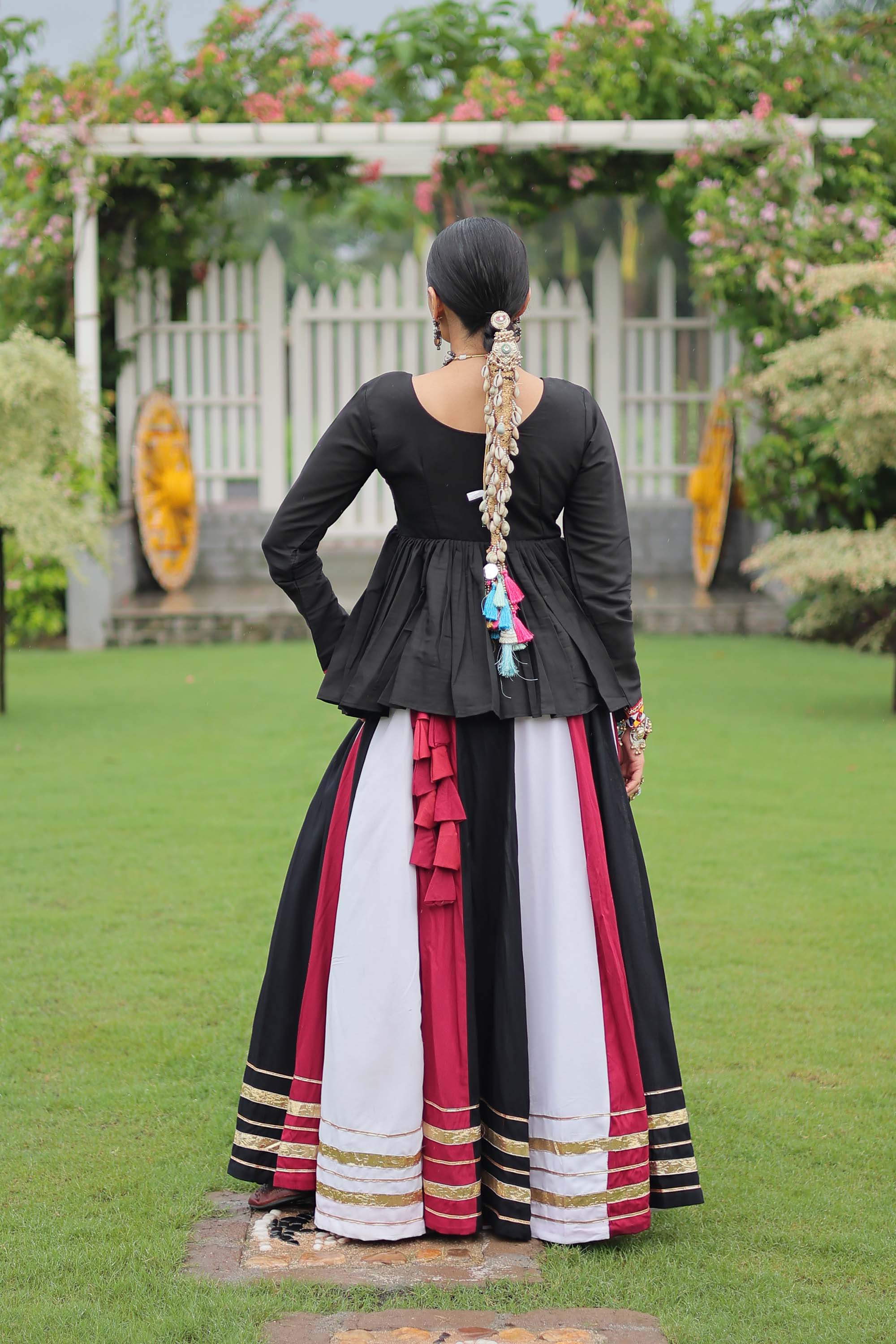 Multicolor Rayon Lehenga Choli with Gota-Patti Lace Detailing
