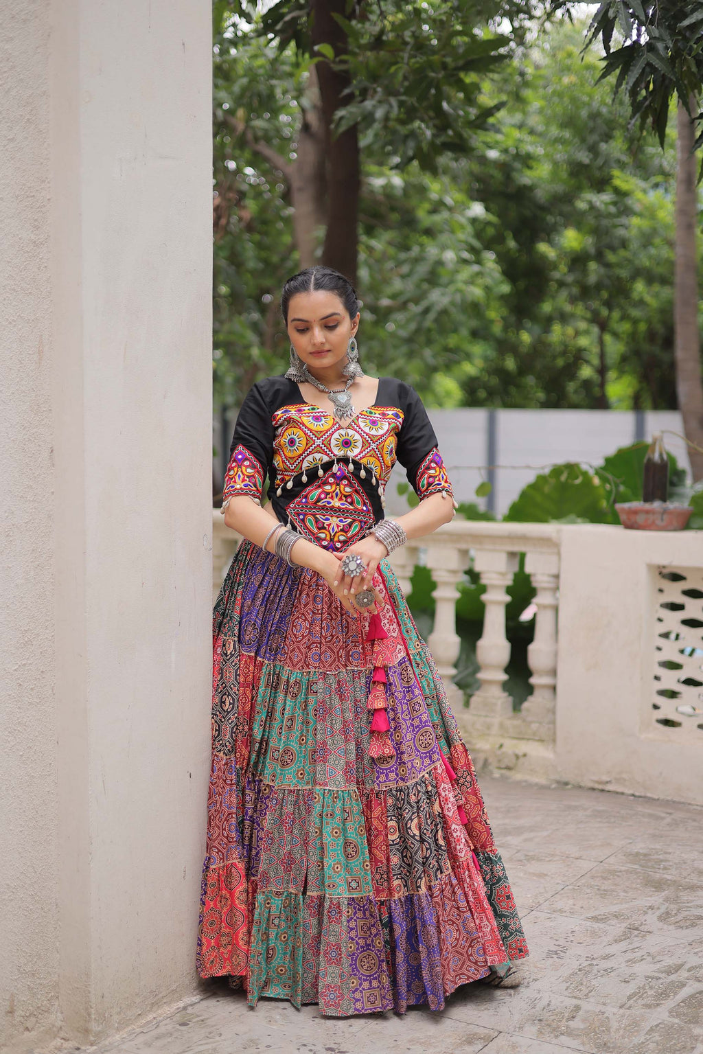 Multicolor Cotton Printed Lehenga Choli with Gota Lace Work