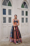 Multicolor georgette lehenga choli with abstract print and Gamthi embroidery
