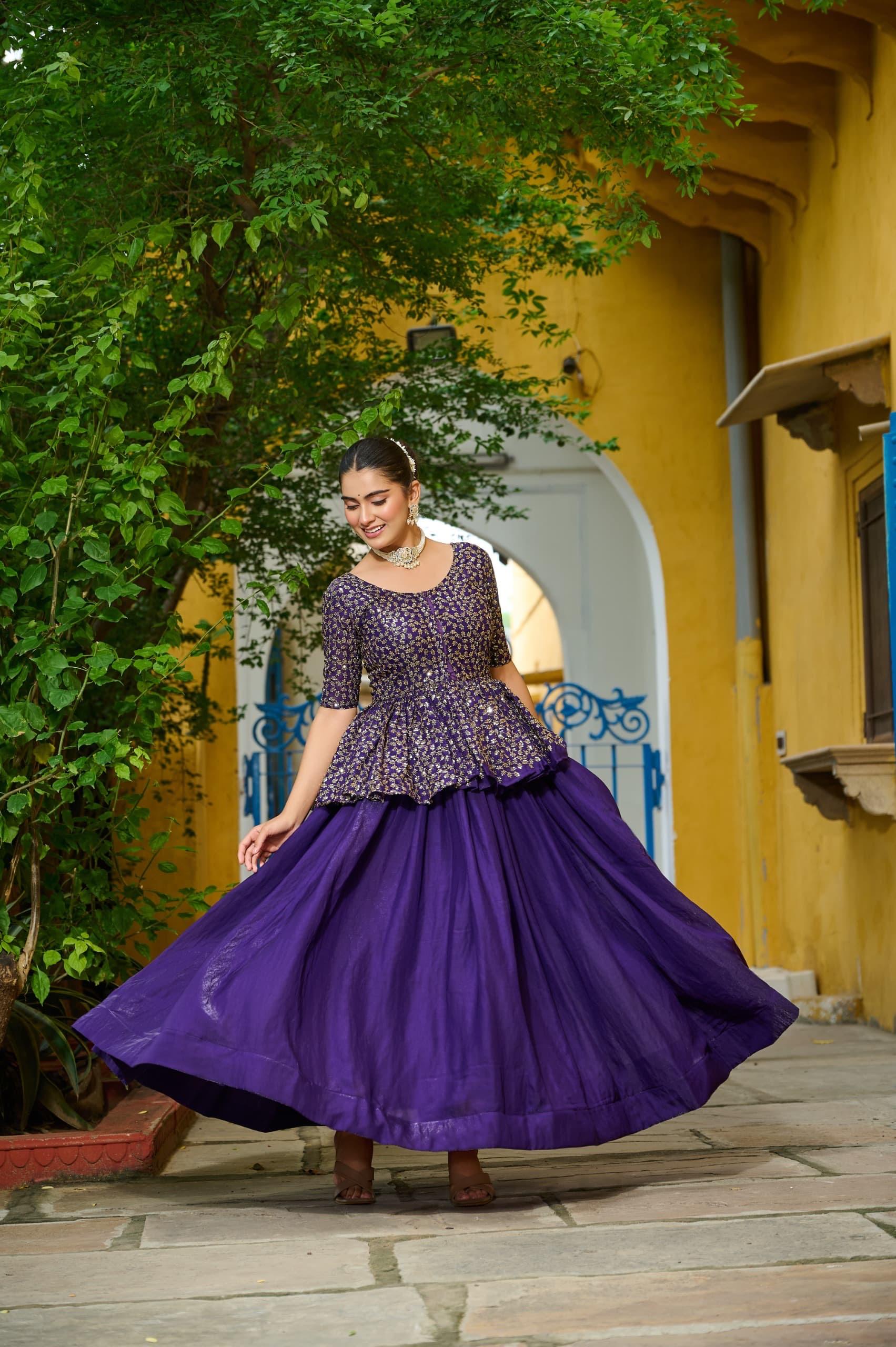 Violet Fendy Silk Embroidered Designer Lehenga