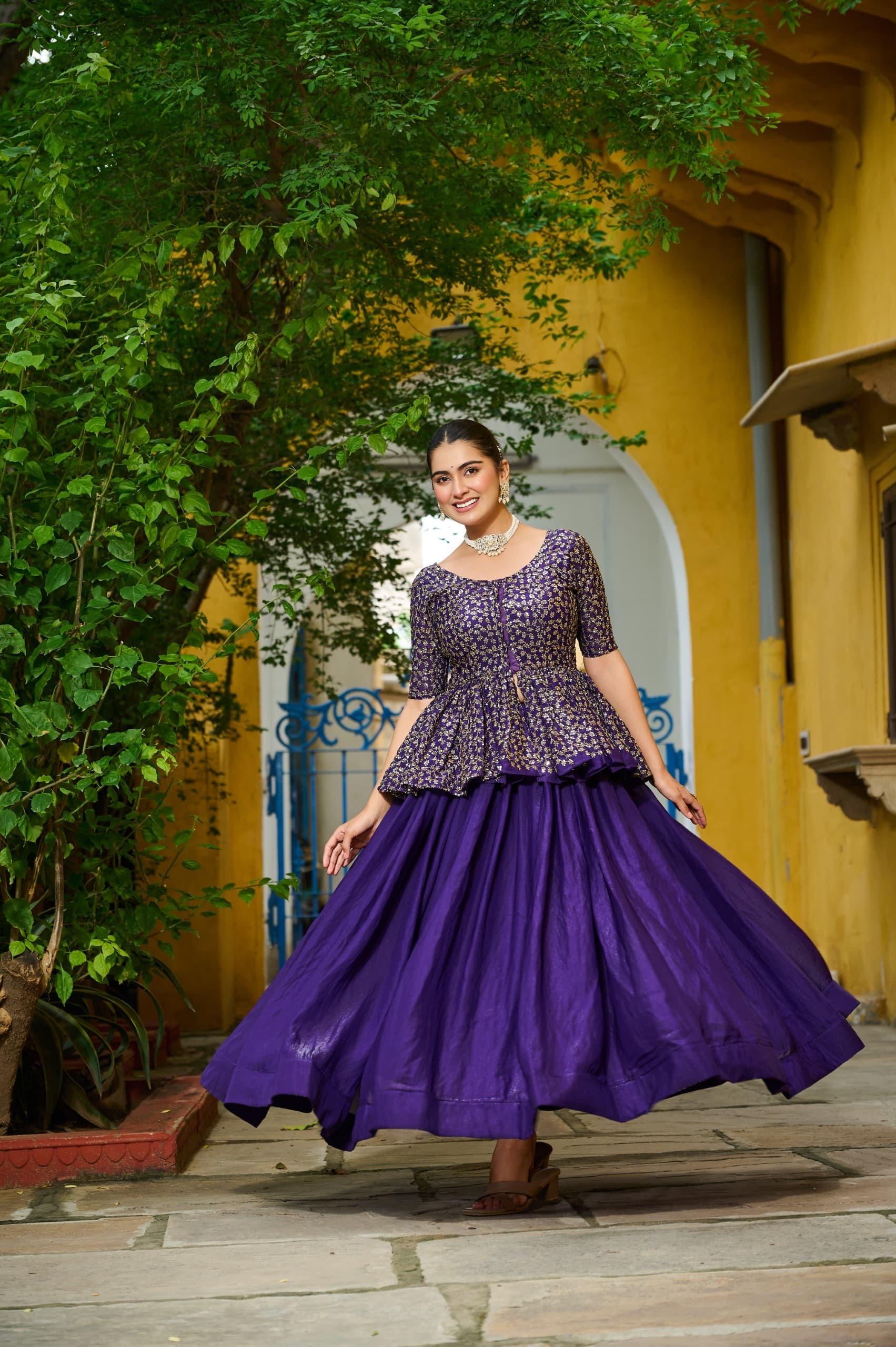 Violet Fendy Silk Embroidered Designer Lehenga