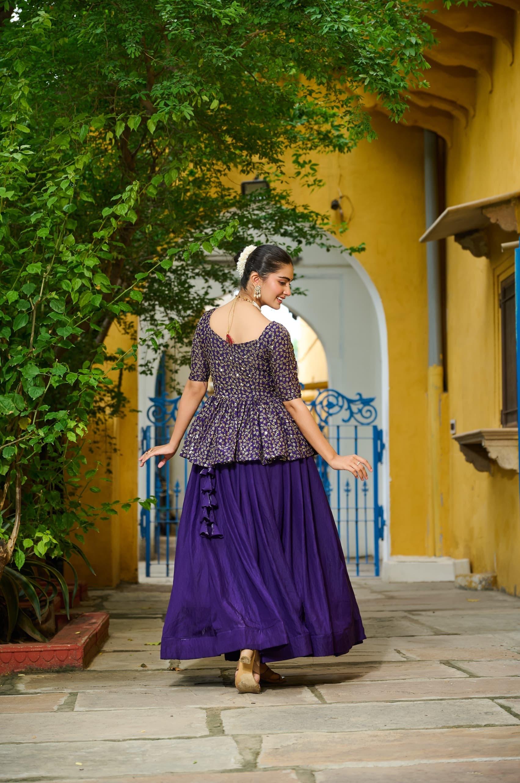 Violet Fendy Silk Embroidered Designer Lehenga