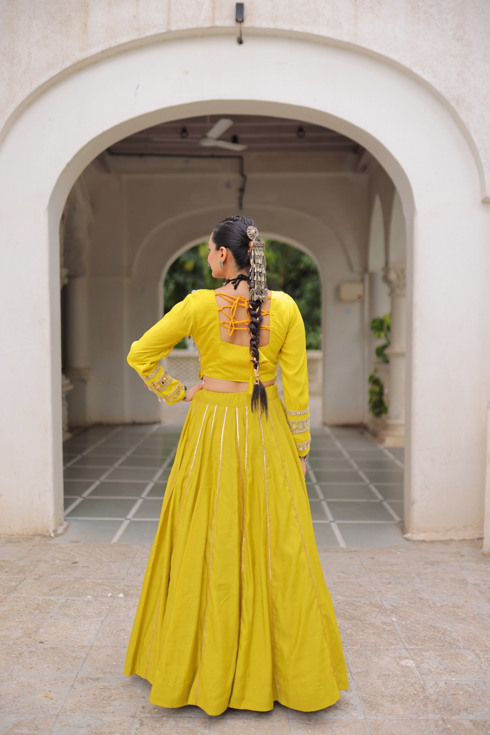 Parrot Roman Kutchi Gamthi Embroidered Navratri Lehenga Set
