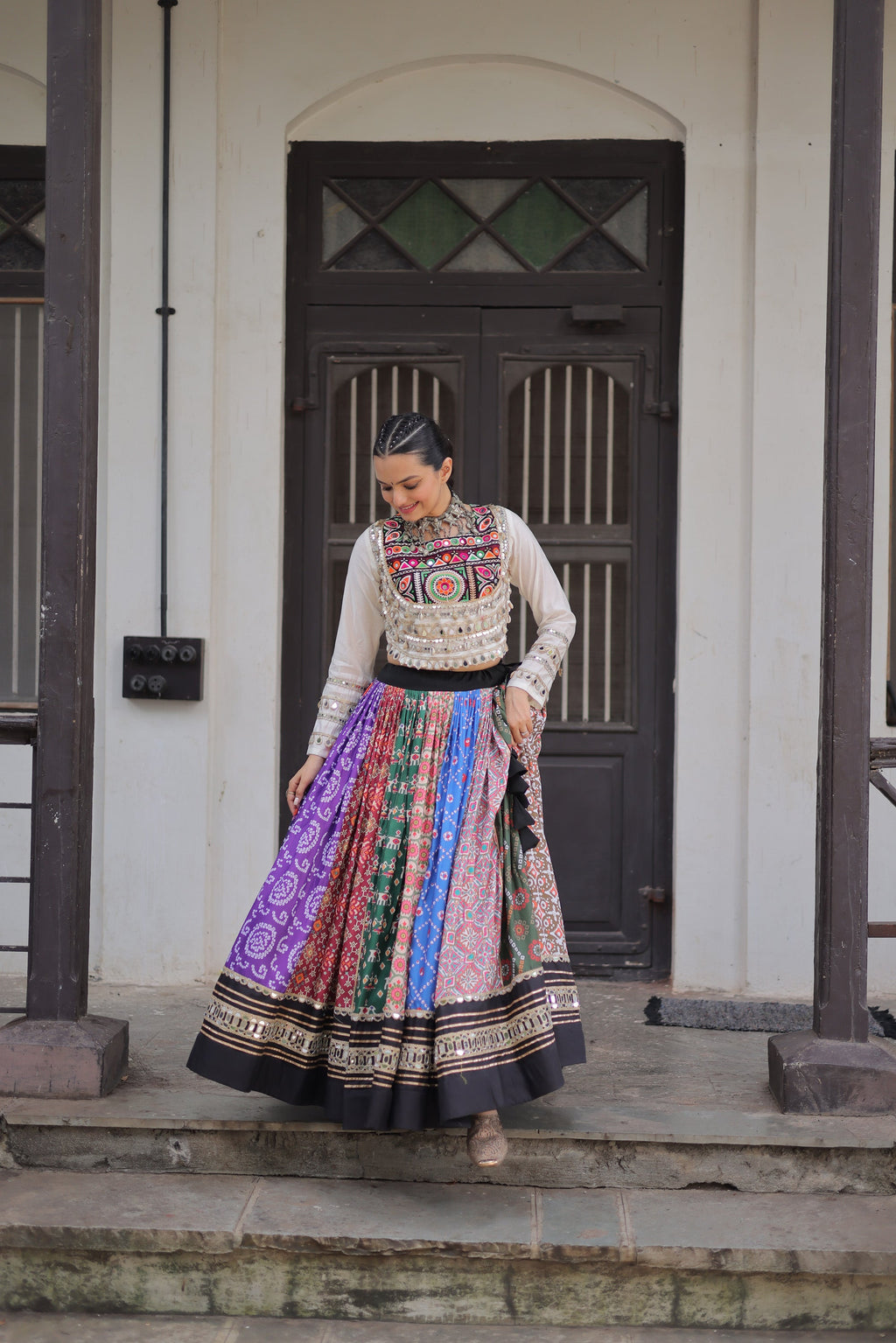 Lorenvalley Fashion Multicolor Cotton Printed With Attractive Gota-Patti & Real mirror Lace work Lehenga Choli