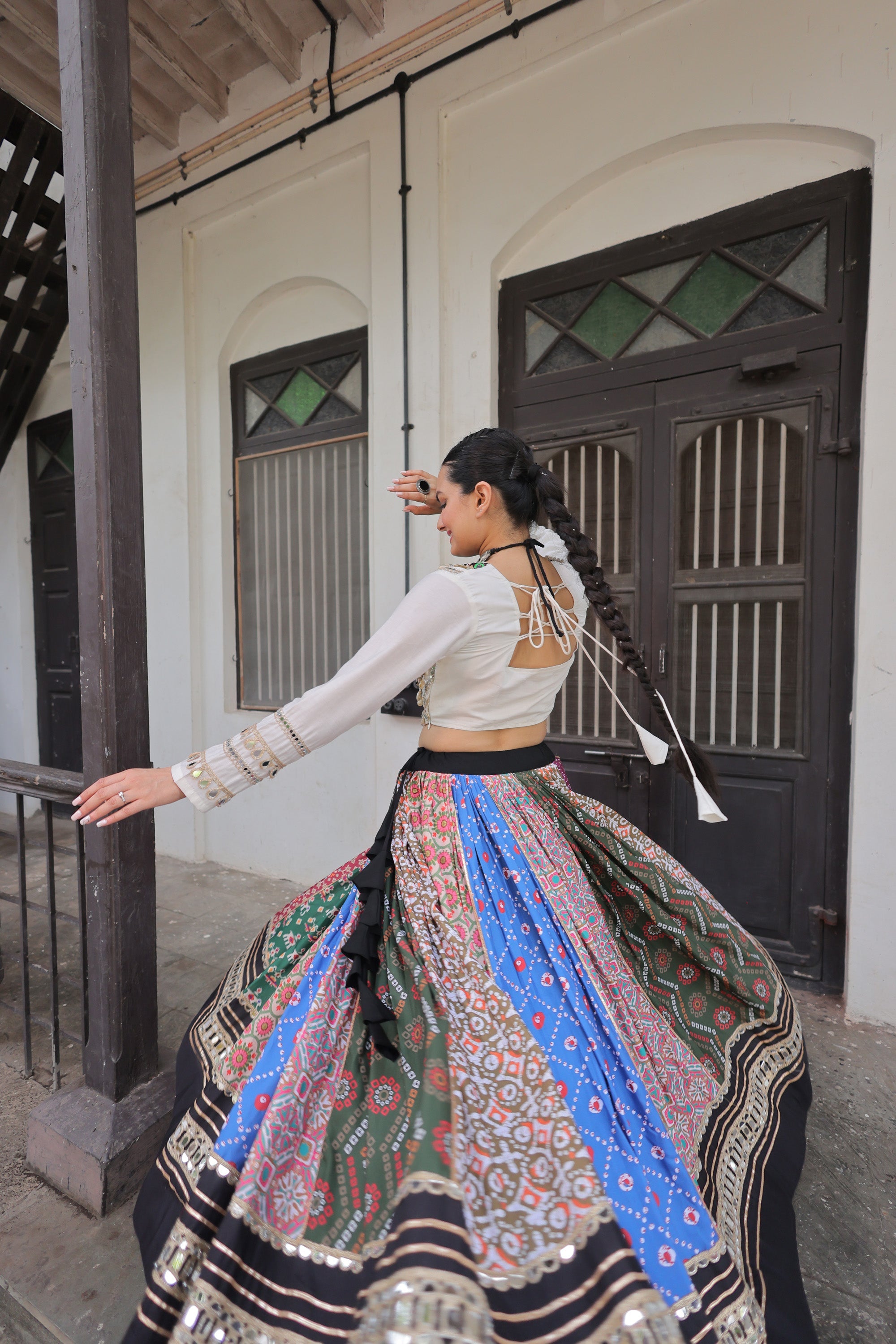 Lorenvalley Fashion Multicolor Cotton Printed With Attractive Gota-Patti & Real mirror Lace work Lehenga Choli