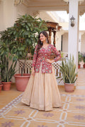 Maroon Cosmos Weaving Jacquard Designer Lehenga with Cotton Lining