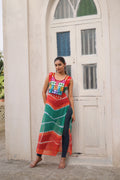 Orange georgette kurti with Kutchi Gamthi mirror and Codi lace work for Navratri