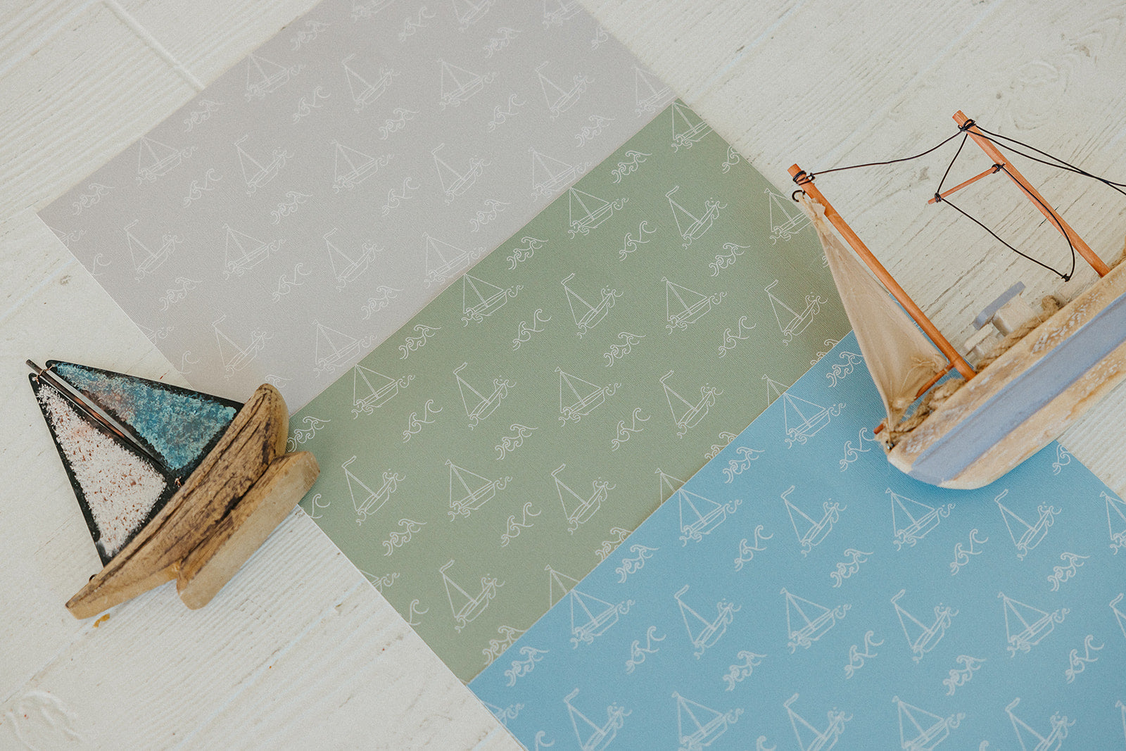 Conrad Removable Wallpaper in Blue and White Coastal Style