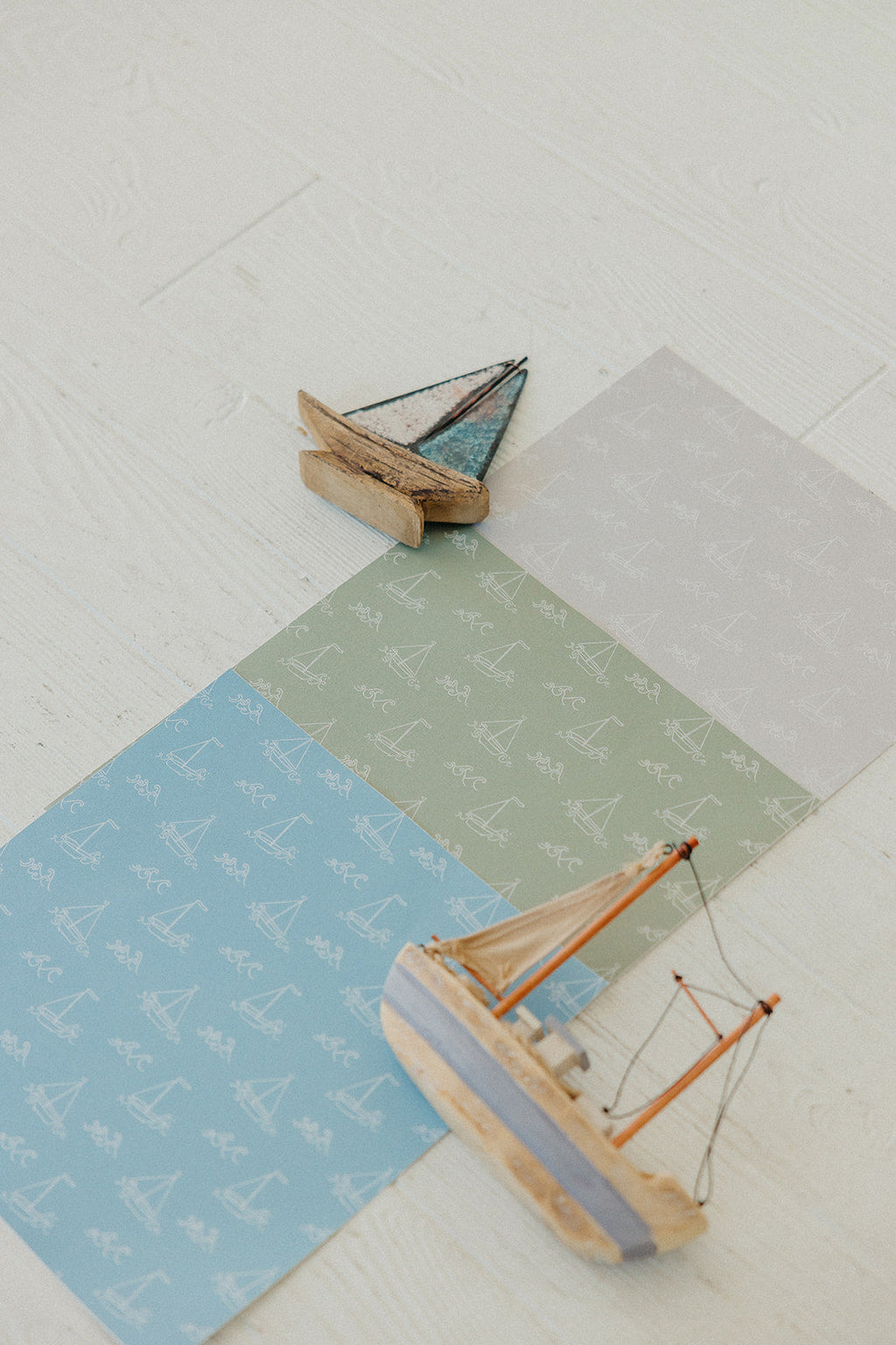 Conrad Removable Wallpaper in Blue and White Coastal Style